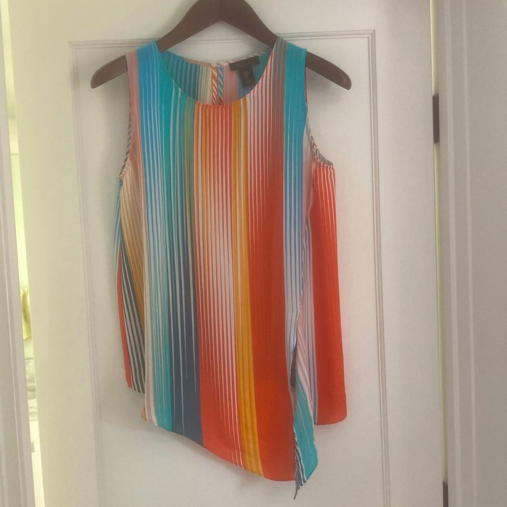 Rachel Zoe striped front side tie sleeveless blouse